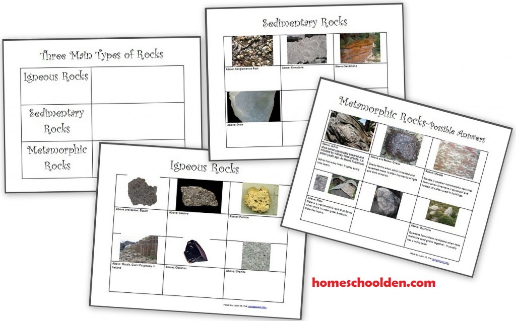 The Three Types Of Rocks Our Activities And A Free Worksheet Packet About Igneous Sedimentary And Metamorphic Rocks Homeschool Den