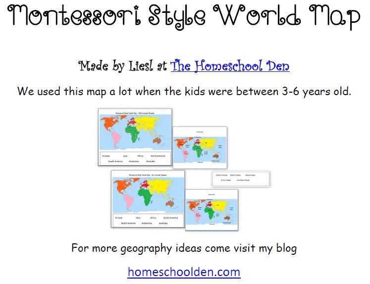 Montessori Geography Activities Free Montessori World Map Homeschool Den