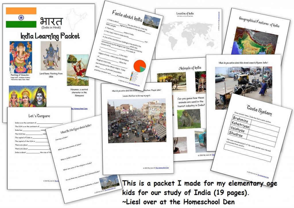 Free India Learning Packet Homeschool Den