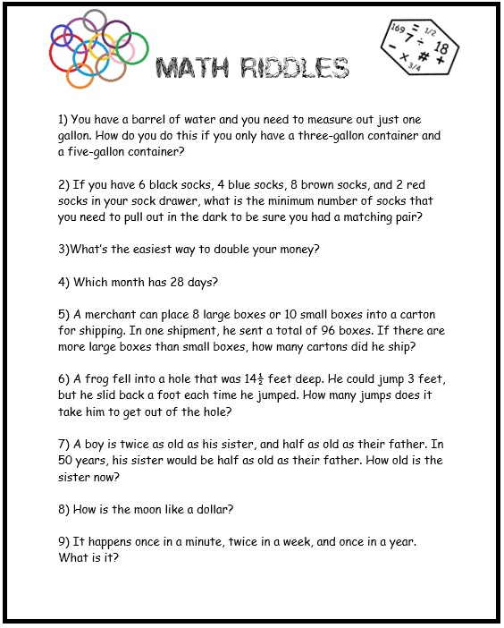 32 Riddle Math Worksheet Answers - Worksheet Database Source 2020