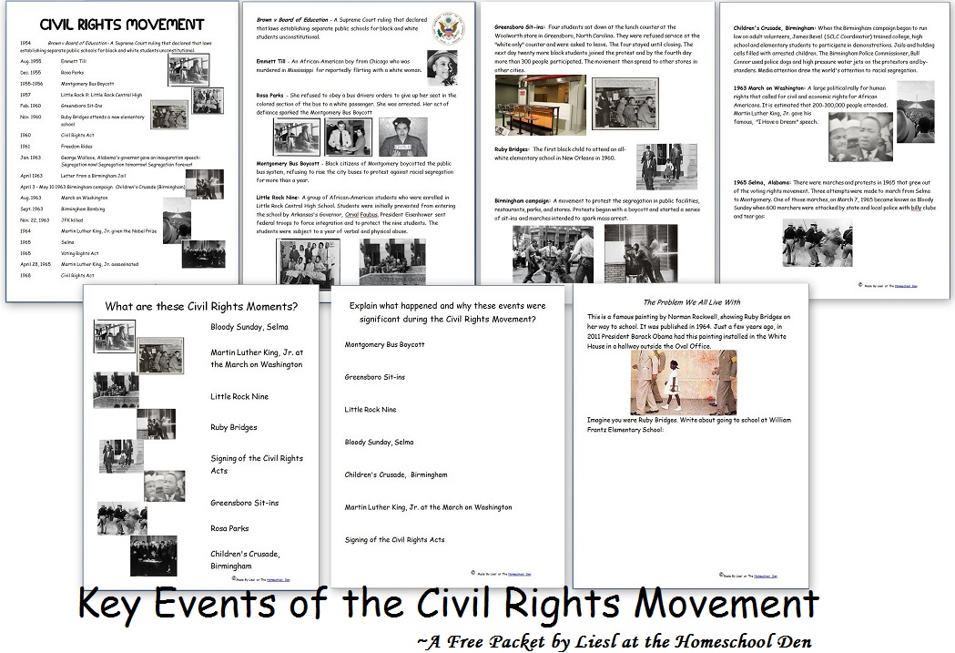 Key Events of the Civil Rights Movement (Free Packet) - Homeschool Den