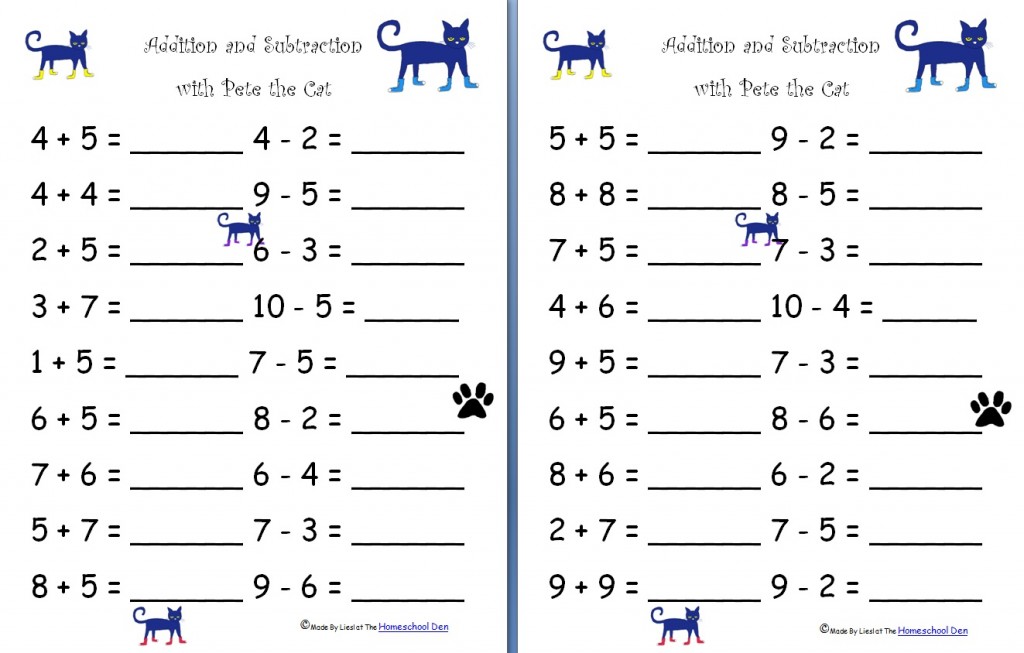 Cat In The Math Worksheets Free Printable