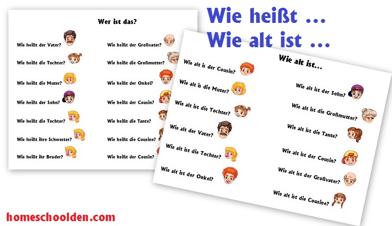 German Worksheets Die Familie The Family Homeschool Den