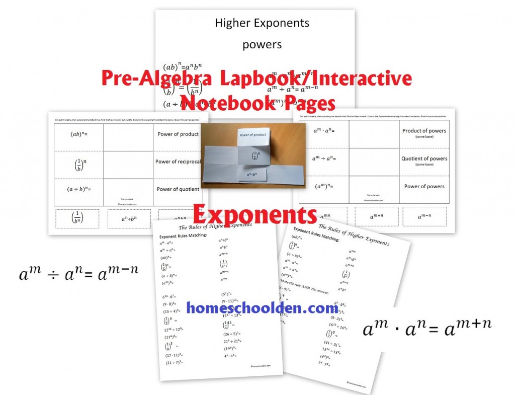 PreAlgebra - Exponents Worksheet and Interactive Notebook Pieces In Pre Algebra Review Worksheet