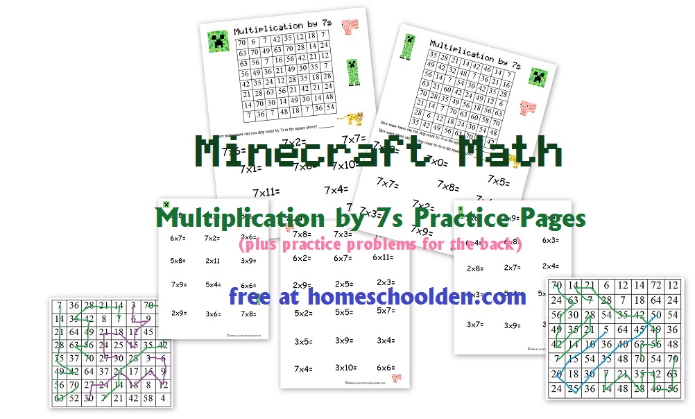 Free Minecraft Math Worksheets: Multiplication by 7s - Homeschool Den