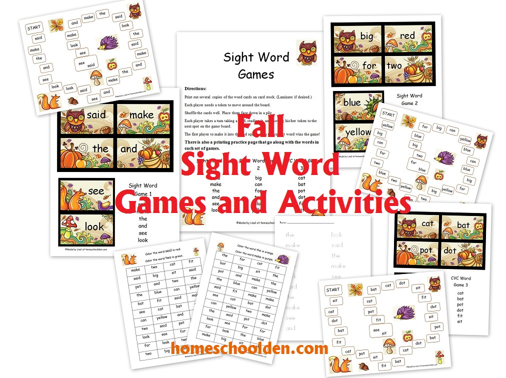 for and a Sight  home printable sight  Activities: This Word  Games activities Fall Free word is free