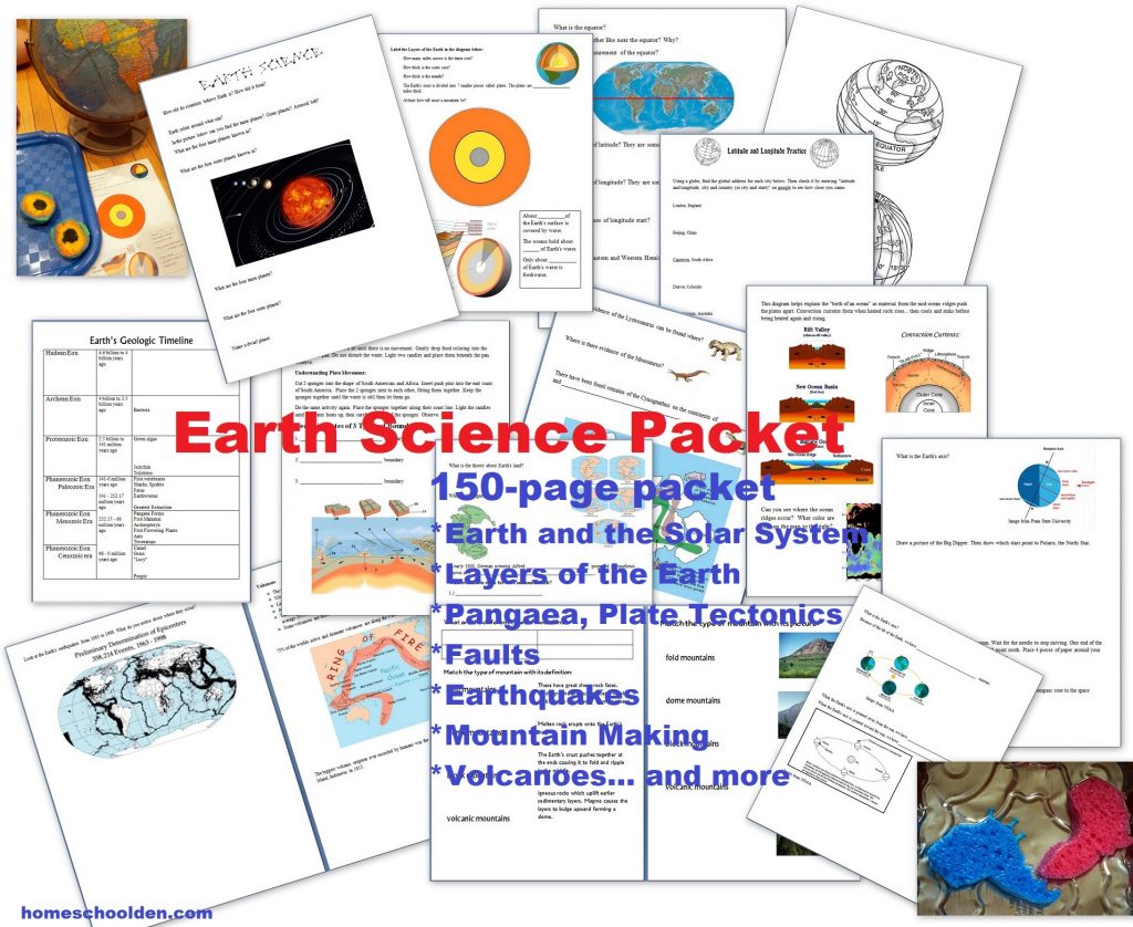 Earth Science Packet Layers Of The Earth Plate Tectonics Earthquakes Volcanoes 4 Types Of Mountains And More Homeschool Den