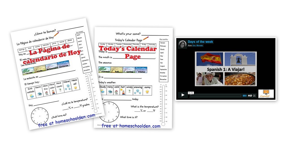  Calendrier - Page - Espagnol - Anglais - La Página de calendario de Hoy - vidéo