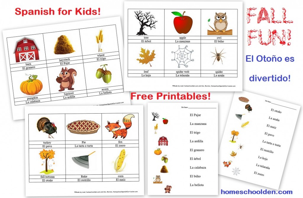 Free Spanish Worksheets For Kids Fall Words And Colors Homeschool Den