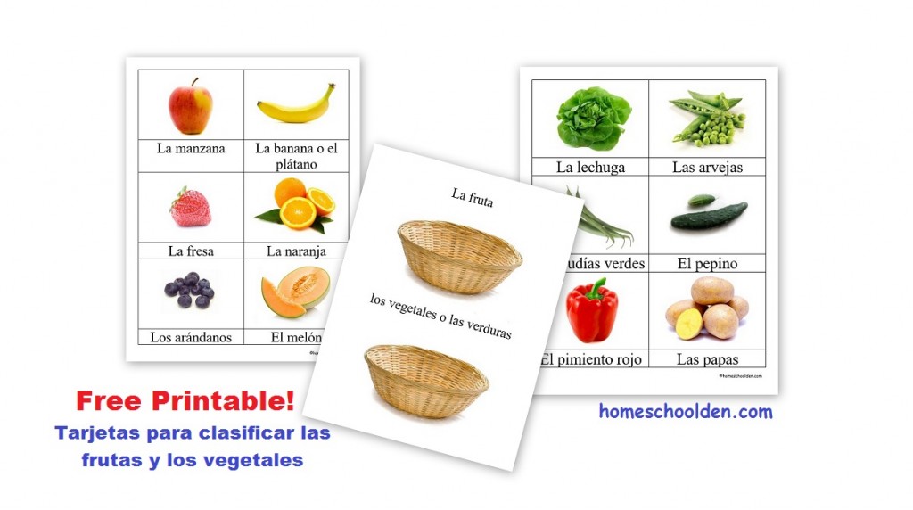 spansk-frugt-grøntsager-las-frutas-y-los-vegetales-regneark-kort
