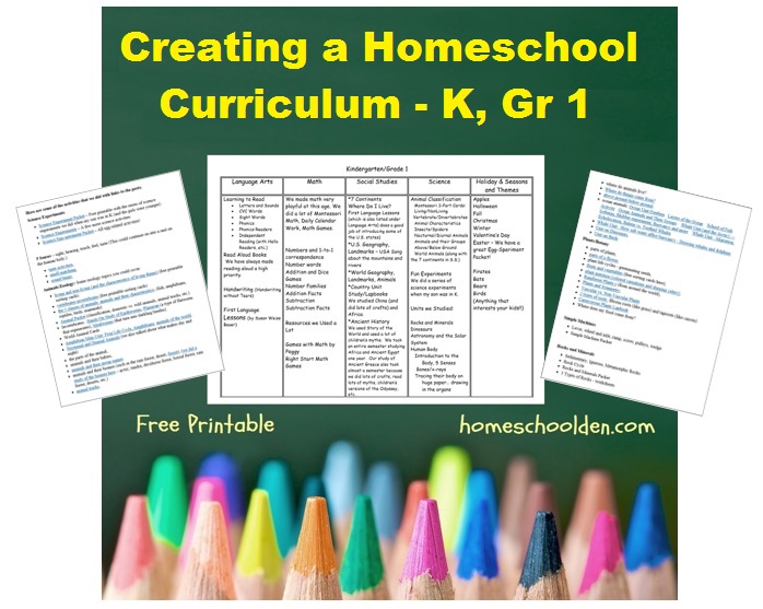 creating-a-homeschool-curriculum-kindergarten-grade1-free-printable