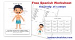 Free Spanish Worksheet: Parts of the Body - El Cuerpo - Homeschool Den
