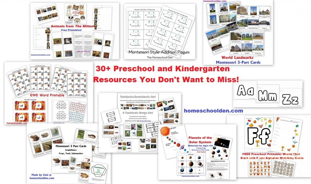 Prek K Printables Montessori 3 Part Cards And More Homeschool Den