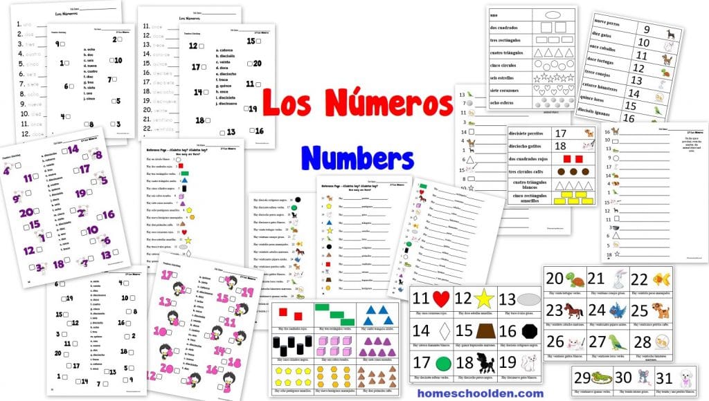 Spanische Arbeitsblätter für Kinder - Los Números - Arbeitsblatt mit Zahlen