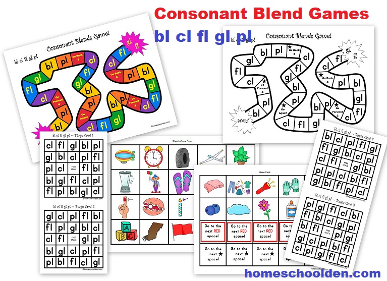 Consonant Blend Games and Activities for bl cl fl gl pl