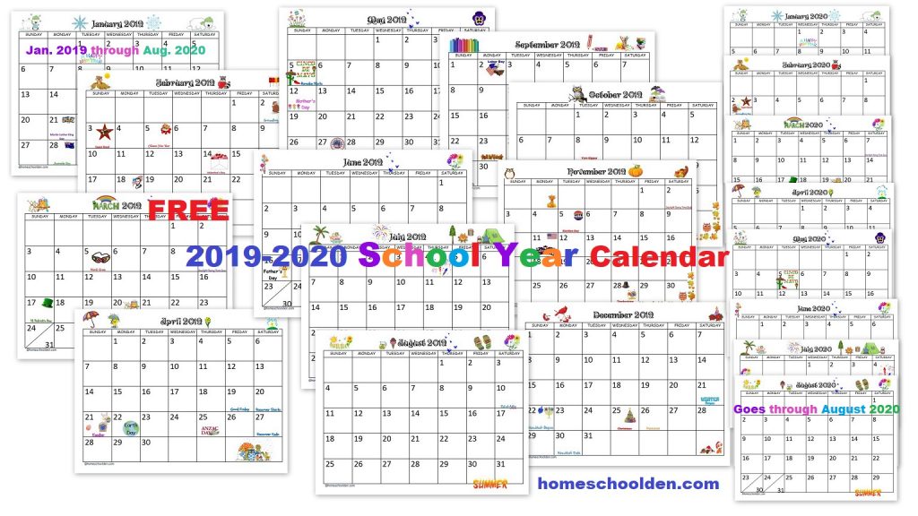 Free 2019 2020 Calendar Printable Homeschool Denhomeschool Den Mobile Version