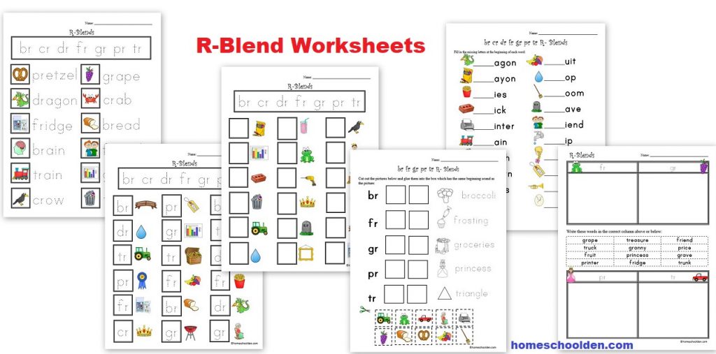R-Blend Worksheets for br cr dr fr gr pr tr