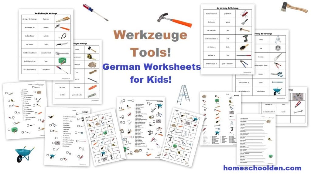 German Worksheets for Kids - Werkzeuge - Tools