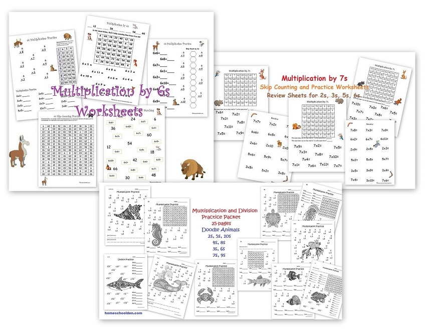 Multiplication Worksheets 6s 7s