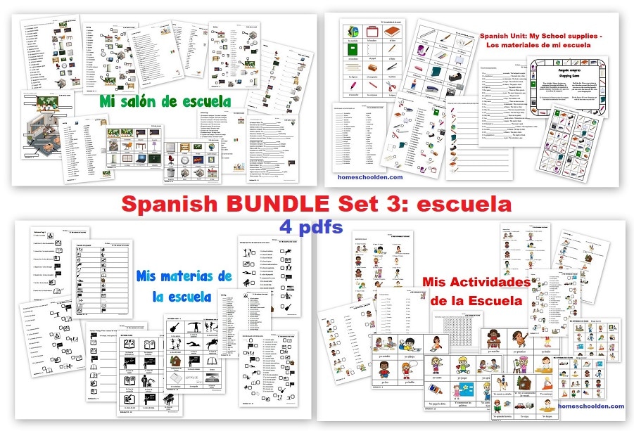 Spanish BUNDLE Set 3-escuela-SCHOOL