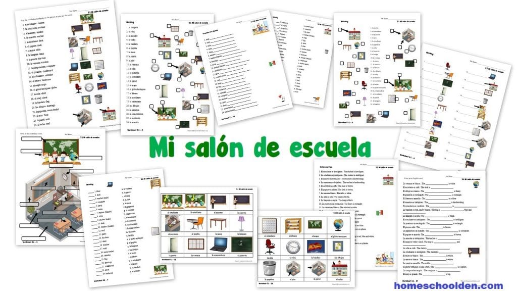 španělské pracovní listy - mi Salon de escuela-Moje školní místnost