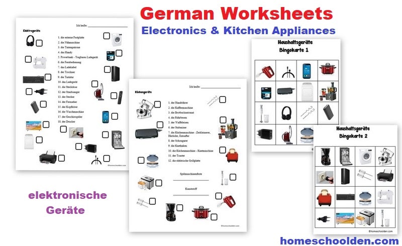 German Worksheets - Electronics - Kitchen Appliances - elektronische Geräte