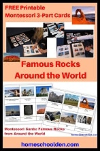 Famous Rocks Around the World - Free Montessori 3-Part Cards