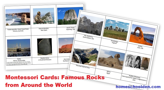 Famous Rocks Around the World - Free Montessori Cards