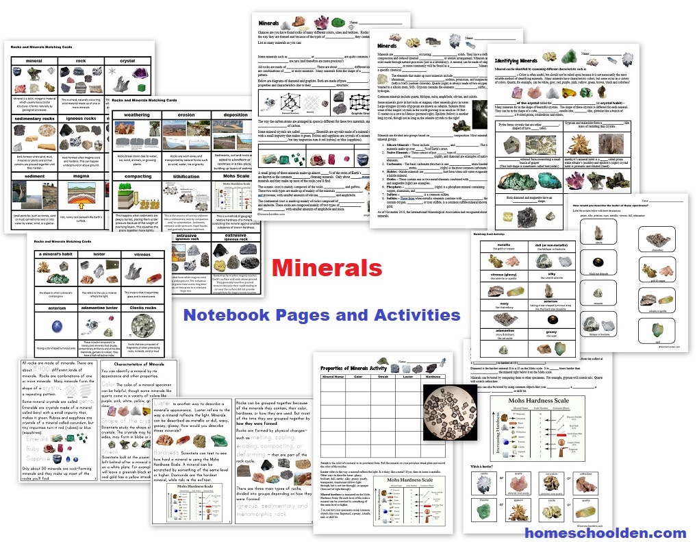 Minerals Worksheets Notebook Pages and Activities