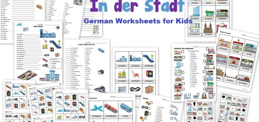 German Worksheets for Kids - In der Stadt - in the city