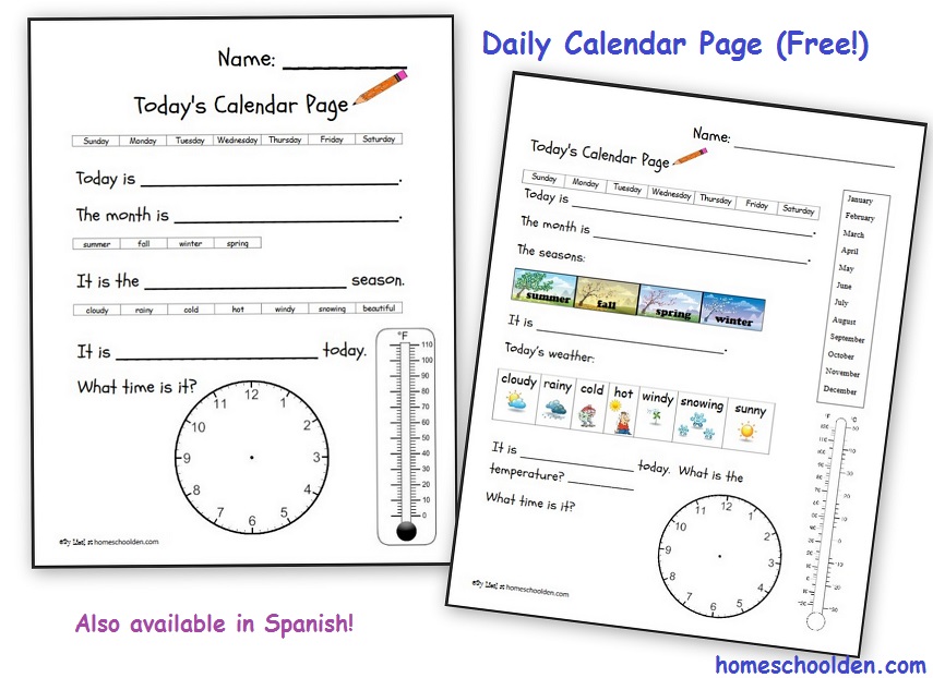 Free daily-calendar-page