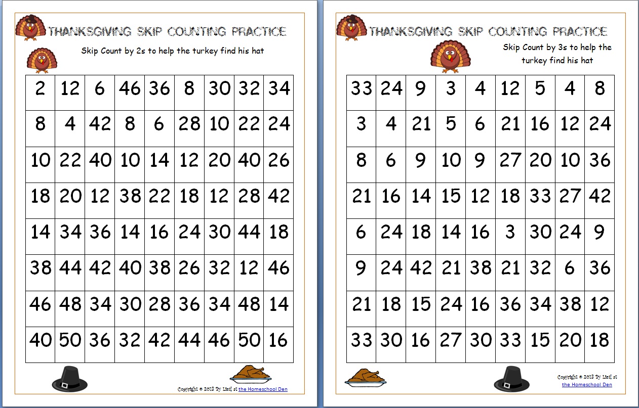 Thanksgiving Skip Counting Mazes 2s 3s 5s Free Homeschool Den