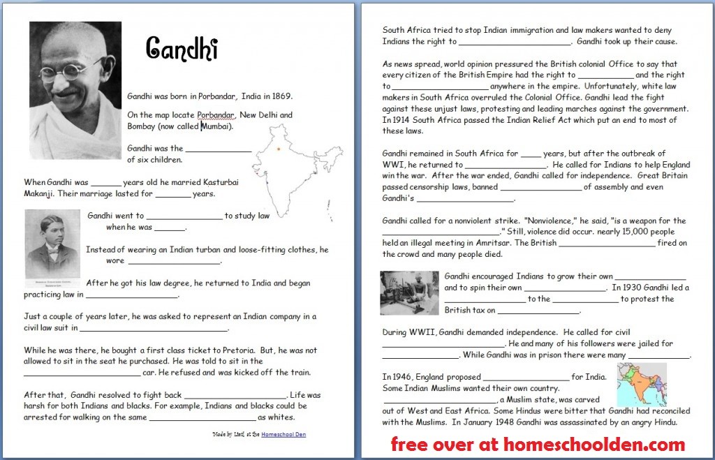 Gandhi-Worksheets