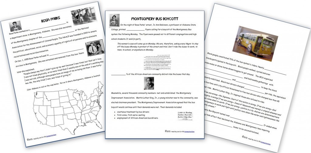 Rosa Parks Montgomery Bus Boycott Free Notebook Pages