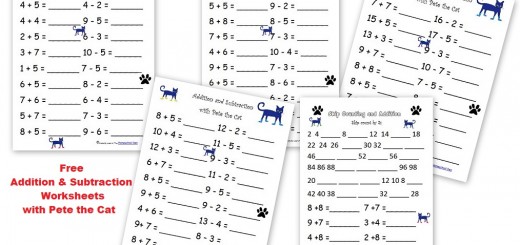 Pete the Cat - Free Addition-Subtraction Worksheets