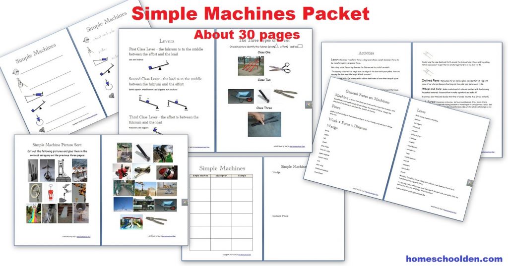 Simple Machines Packet (About 30 pages) - Homeschool Den