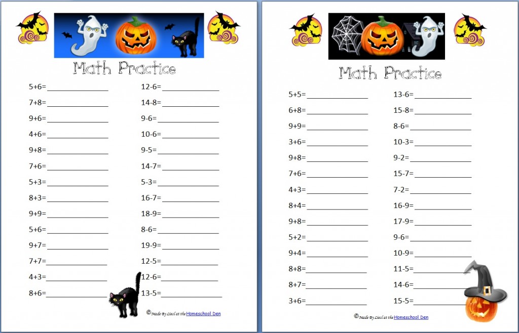 Free Halloween Math Worksheets Addition Subtraction Coins And Skip Counting Homeschool Den