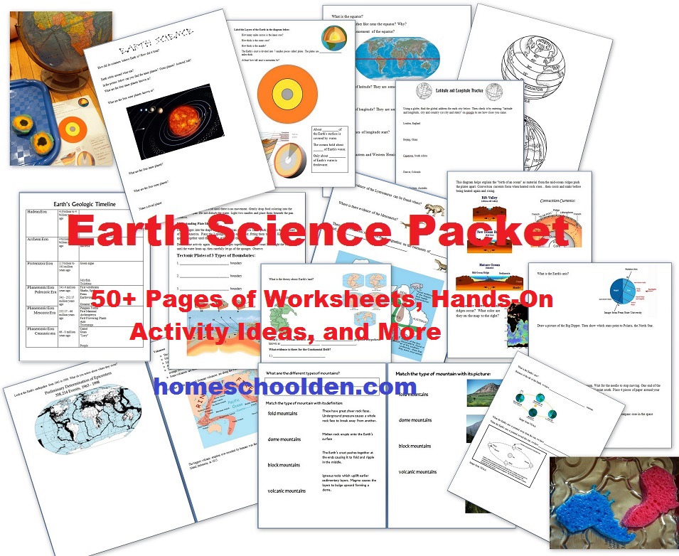 Earth Science Worksheet Packet-50pages - Homeschool Unit