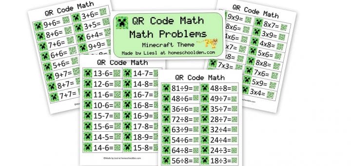 QR Code Math - Minecraft Math Problems Addition Subtraction Multiplication Division Cards