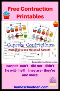 Free Contraction Worksheets and Matching Cards