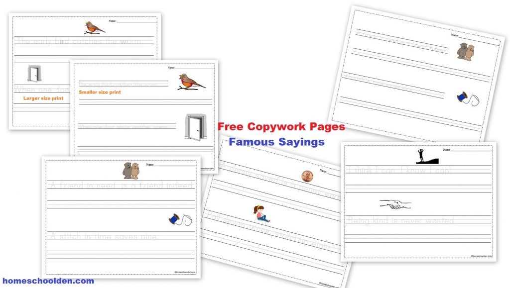 Free Copywork Pages