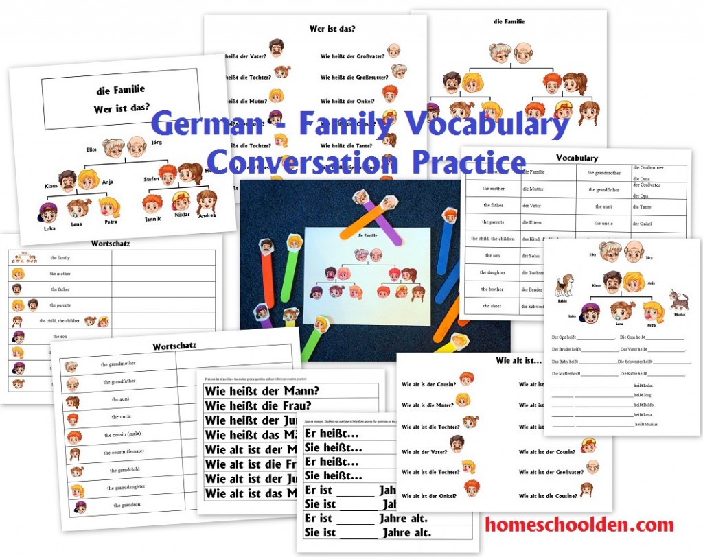 German Worksheets - Family - Familie
