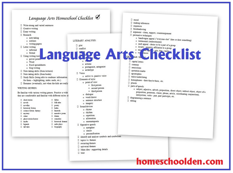Homeschool Language Arts Topics