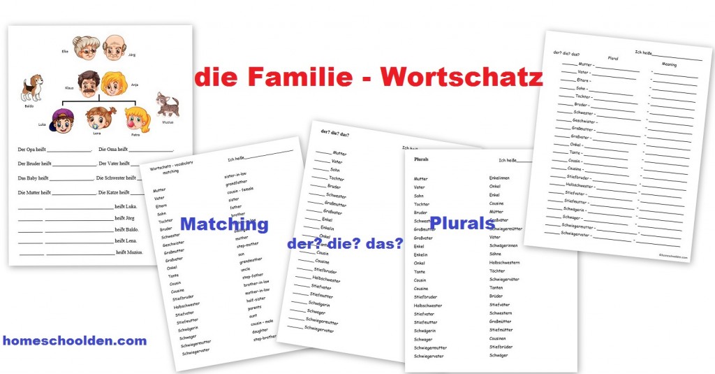 die Familie Family Worksheets in German