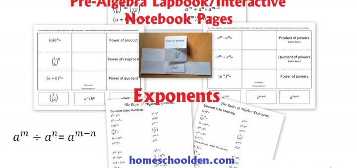 Free Exponents Worksheets interactive notebook pages