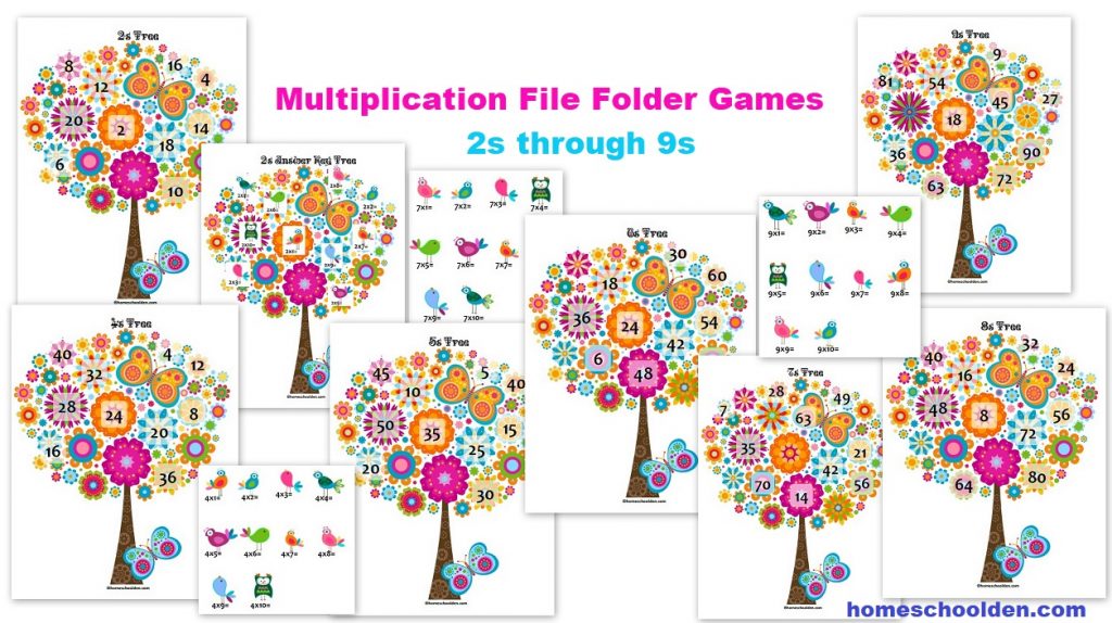 Multiplication File Folder Games 2s through 9s