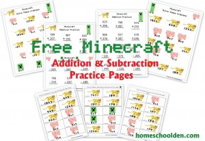 Minecraft-Addition-Subtraction-Pages-Homeschoolden-com