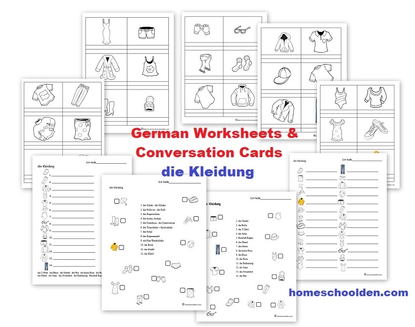 German Clothing Worksheets and Cards - die Kleidung