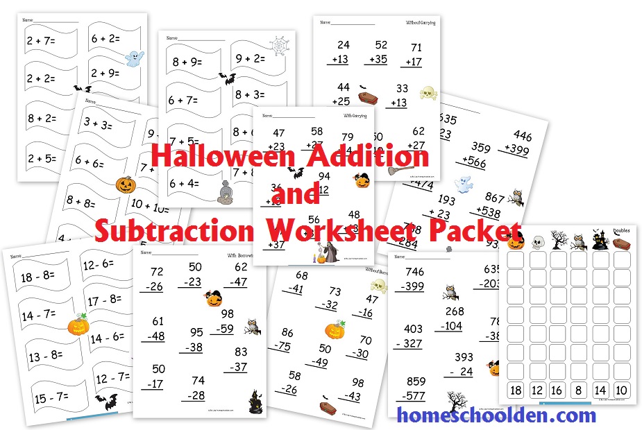 Free Halloween Addition And Subtraction Packet Homeschool Den