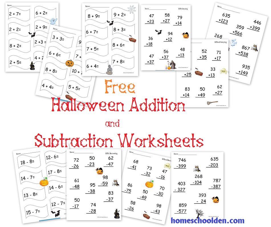 Free Halloween Addition And Subtraction Packet Homeschool Den